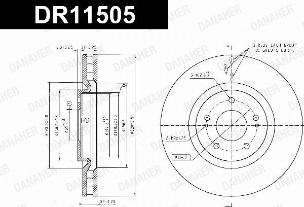 Danaher DR11505 - Гальмівний диск autocars.com.ua