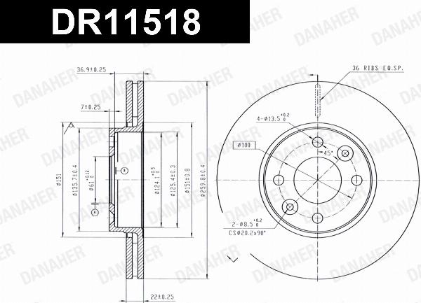 Danaher DR11518 - Гальмівний диск autocars.com.ua