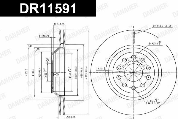 Danaher DR11591 - Гальмівний диск autocars.com.ua