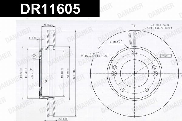 Danaher DR11605 - Гальмівний диск autocars.com.ua