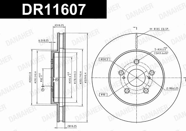 Danaher DR11607 - Гальмівний диск autocars.com.ua