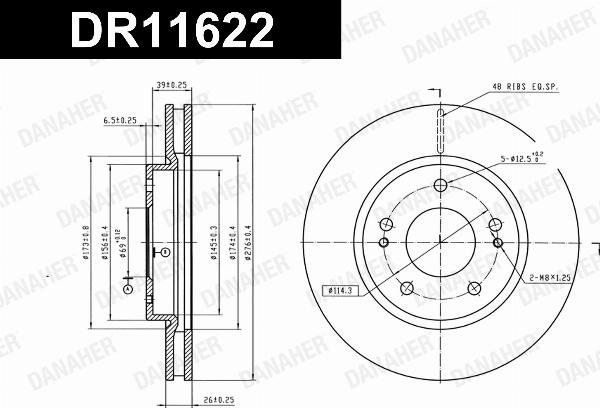 Danaher DR11622 - Гальмівний диск autocars.com.ua