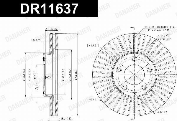 Danaher DR11637 - Гальмівний диск autocars.com.ua