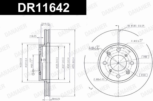 Danaher DR11642 - Гальмівний диск autocars.com.ua