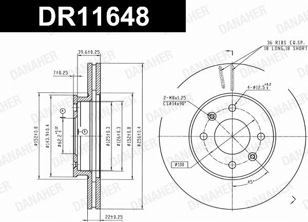 Danaher DR11648 - Гальмівний диск autocars.com.ua