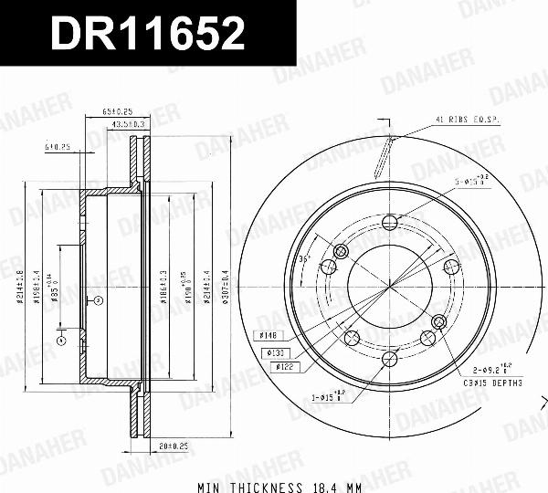 Danaher DR11652 - Гальмівний диск autocars.com.ua