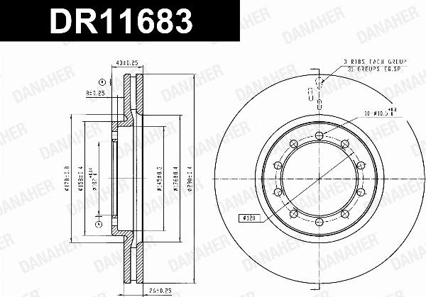 Danaher DR11683 - Гальмівний диск autocars.com.ua