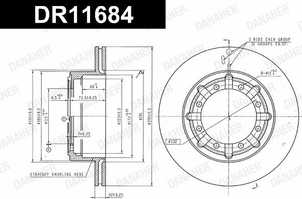 Danaher DR11684 - Гальмівний диск autocars.com.ua