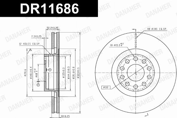 Danaher DR11686 - Гальмівний диск autocars.com.ua