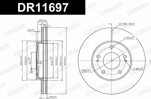 Danaher DR11697 - Гальмівний диск autocars.com.ua