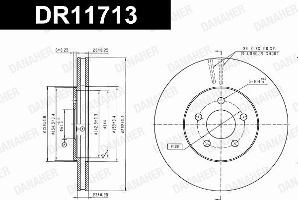 Danaher DR11713 - Гальмівний диск autocars.com.ua
