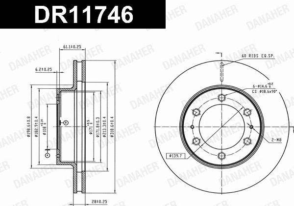 Danaher DR11746 - Гальмівний диск autocars.com.ua