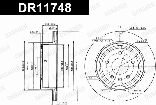 Danaher DR11748 - Гальмівний диск autocars.com.ua