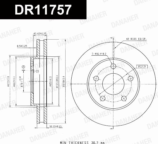 Danaher DR11757 - Гальмівний диск autocars.com.ua
