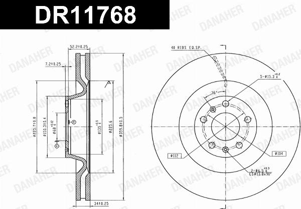 Danaher DR11768 - Гальмівний диск autocars.com.ua