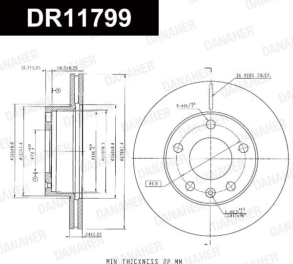Danaher DR11799 - Гальмівний диск autocars.com.ua