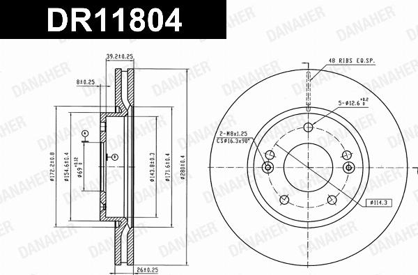 Danaher DR11804 - Гальмівний диск autocars.com.ua
