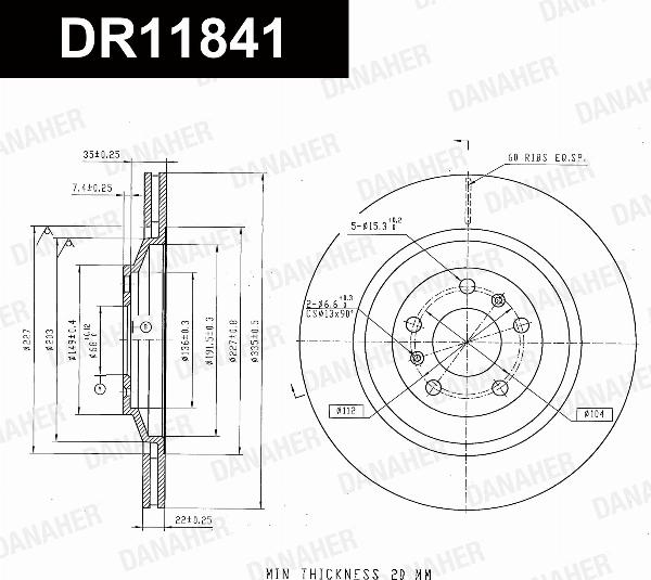Danaher DR11841 - Гальмівний диск autocars.com.ua