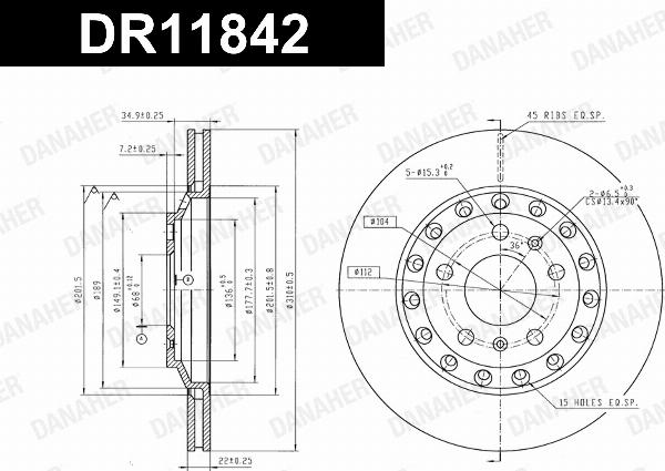 Danaher DR11842 - Гальмівний диск autocars.com.ua