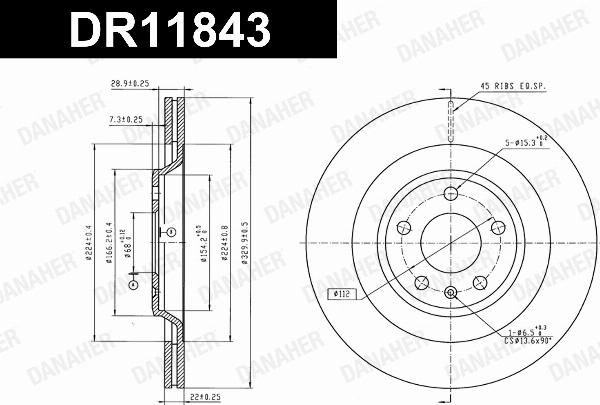Danaher DR11843 - Гальмівний диск autocars.com.ua
