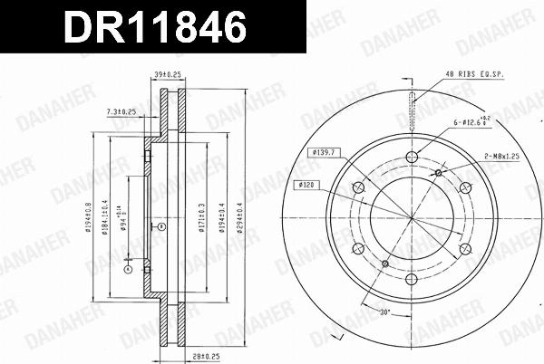 Danaher DR11846 - Гальмівний диск autocars.com.ua