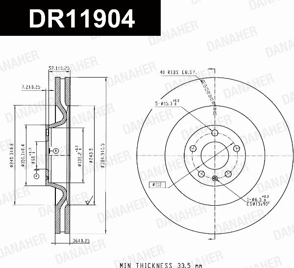Danaher DR11904 - Гальмівний диск autocars.com.ua