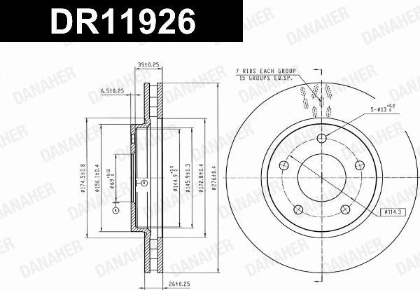 Danaher DR11926 - Гальмівний диск autocars.com.ua