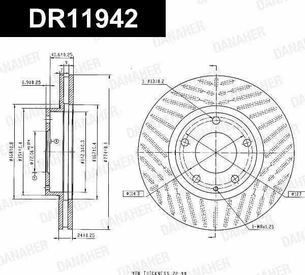 Danaher DR11942 - Гальмівний диск autocars.com.ua