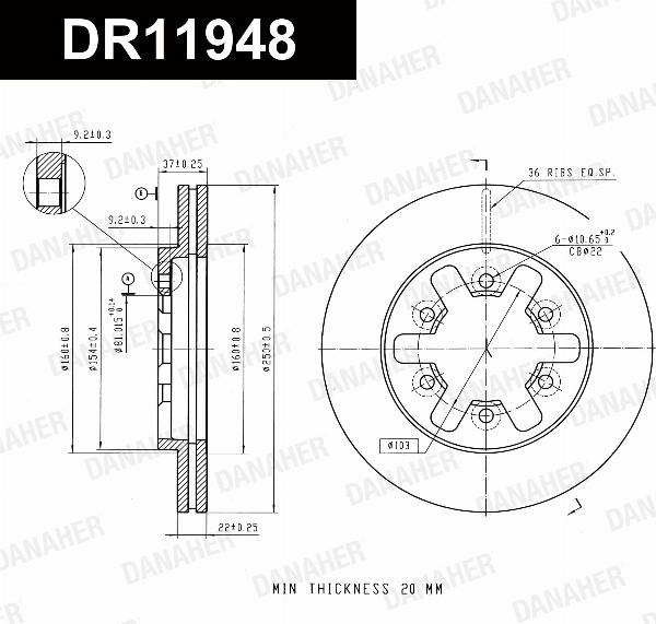 Danaher DR11948 - Гальмівний диск autocars.com.ua
