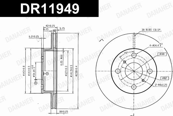 Danaher DR11949 - Гальмівний диск autocars.com.ua