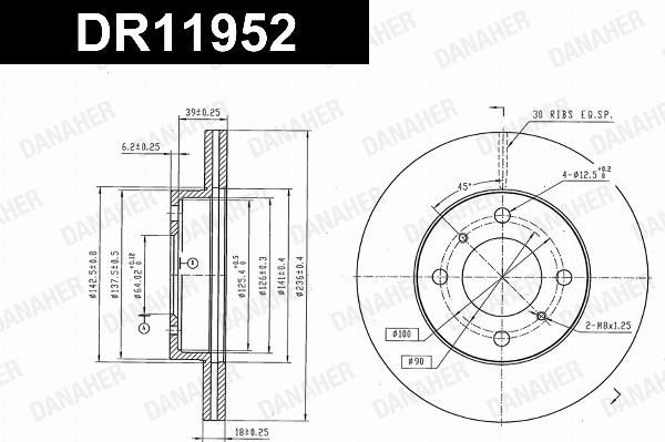 Danaher DR11952 - Гальмівний диск autocars.com.ua