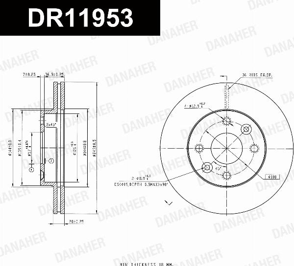 Danaher DR11953 - Гальмівний диск autocars.com.ua