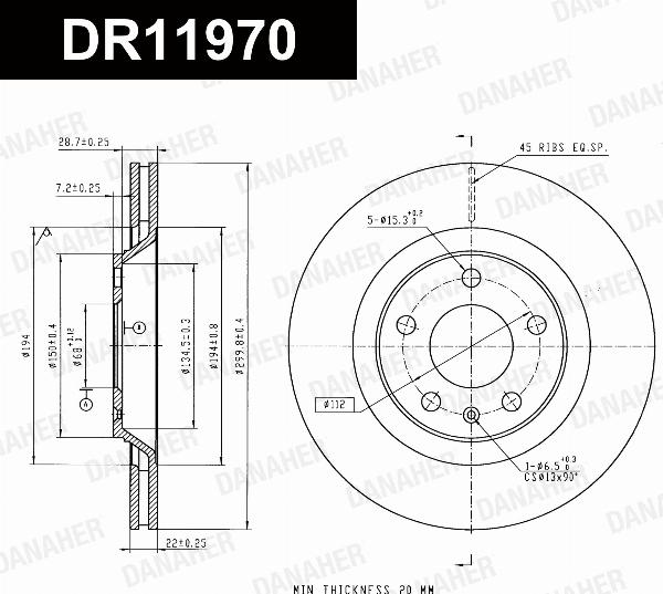 Danaher DR11970 - Гальмівний диск autocars.com.ua