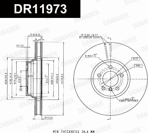Danaher DR11973 - Гальмівний диск autocars.com.ua