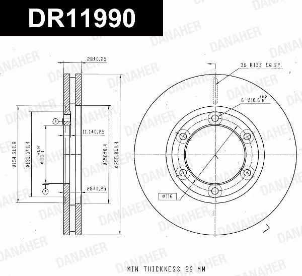 Danaher DR11990 - Гальмівний диск autocars.com.ua