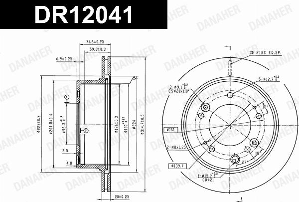 Danaher DR12041 - Гальмівний диск autocars.com.ua