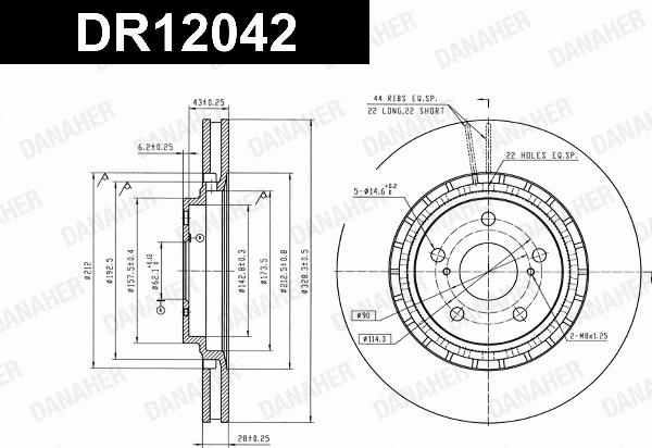 Danaher DR12042 - Гальмівний диск autocars.com.ua