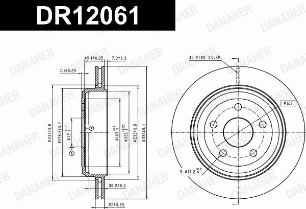 Danaher DR12061 - Гальмівний диск autocars.com.ua