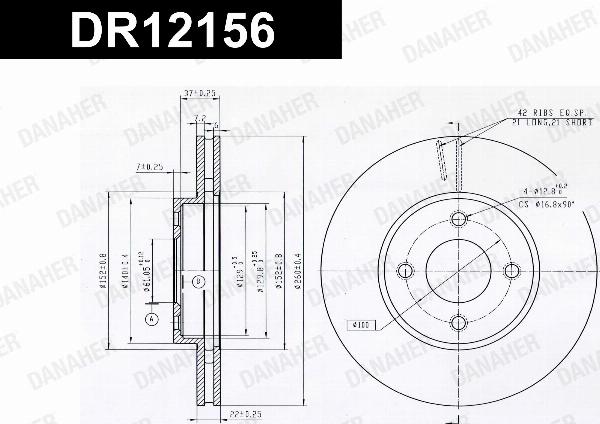 Danaher DR12156 - Гальмівний диск autocars.com.ua