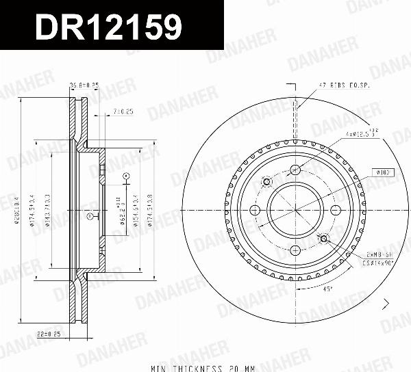 Danaher DR12159 - Гальмівний диск autocars.com.ua