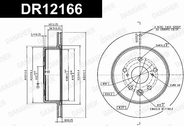 Danaher DR12166 - Гальмівний диск autocars.com.ua
