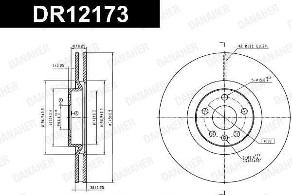 Danaher DR12173 - Гальмівний диск autocars.com.ua
