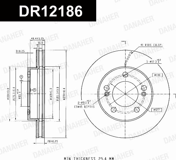 Danaher DR12186 - Гальмівний диск autocars.com.ua