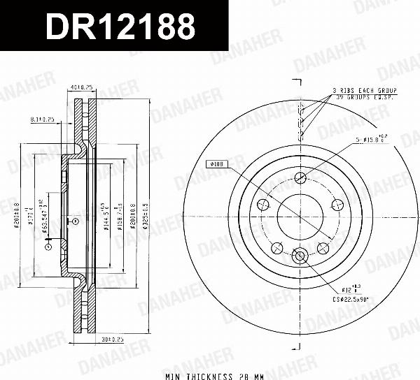 Danaher DR12188 - Гальмівний диск autocars.com.ua