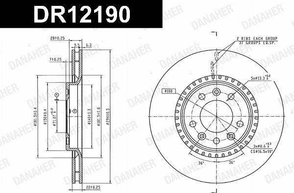 Danaher DR12190 - Гальмівний диск autocars.com.ua