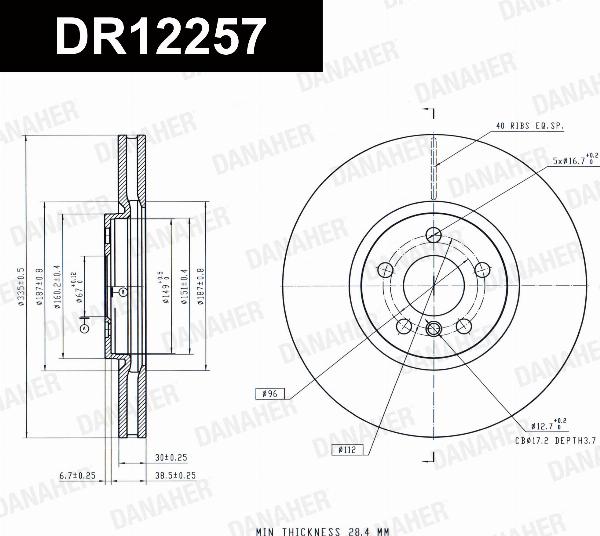 Danaher DR12257 - Гальмівний диск autocars.com.ua