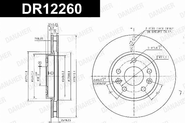 Danaher DR12260 - Гальмівний диск autocars.com.ua