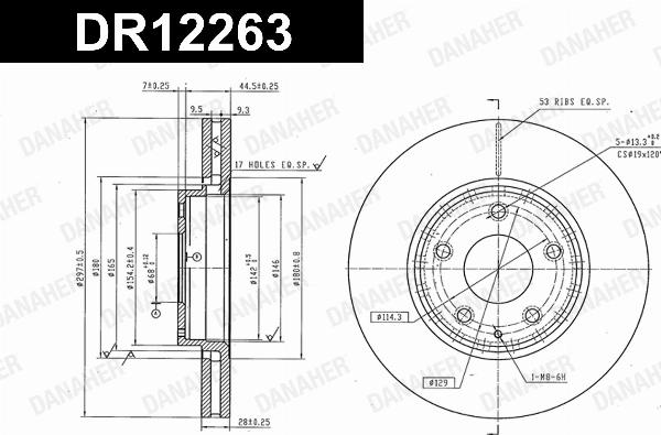 Danaher DR12263 - Гальмівний диск autocars.com.ua