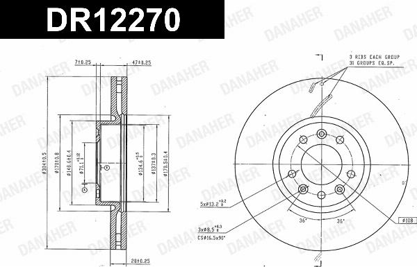 Danaher DR12270 - Гальмівний диск autocars.com.ua