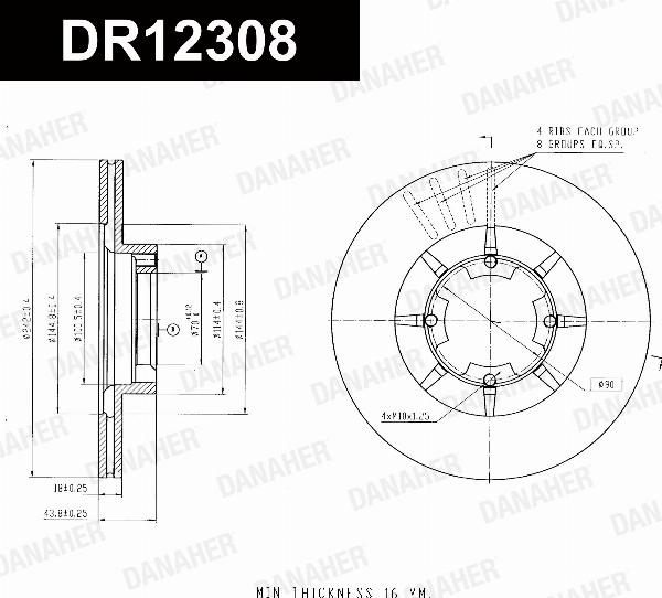 Danaher DR12308 - Гальмівний диск autocars.com.ua